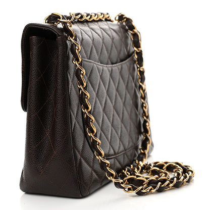 Chanel Caviar Quilted Jumbo Single Flap Brown 3 of 18