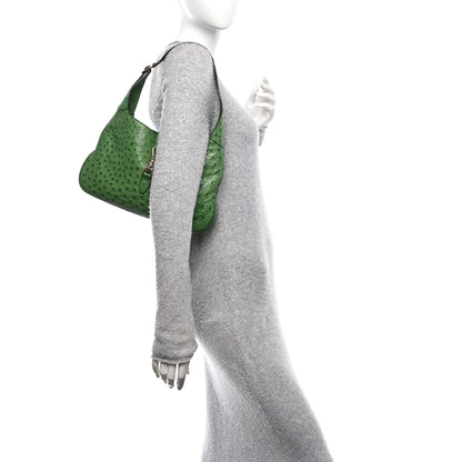 Gucci Ostrich Small Jackie O Hobo Green 2 of 10