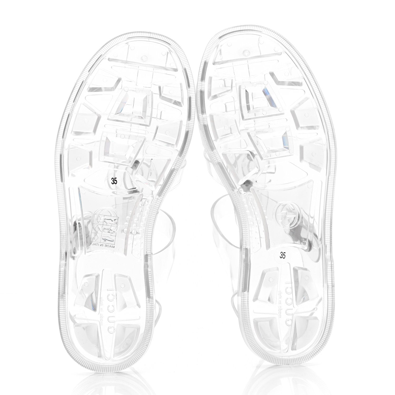 Gucci Shiny Rubber Double G Buckle Strap Sandals 35 Transparent 5 of 9
