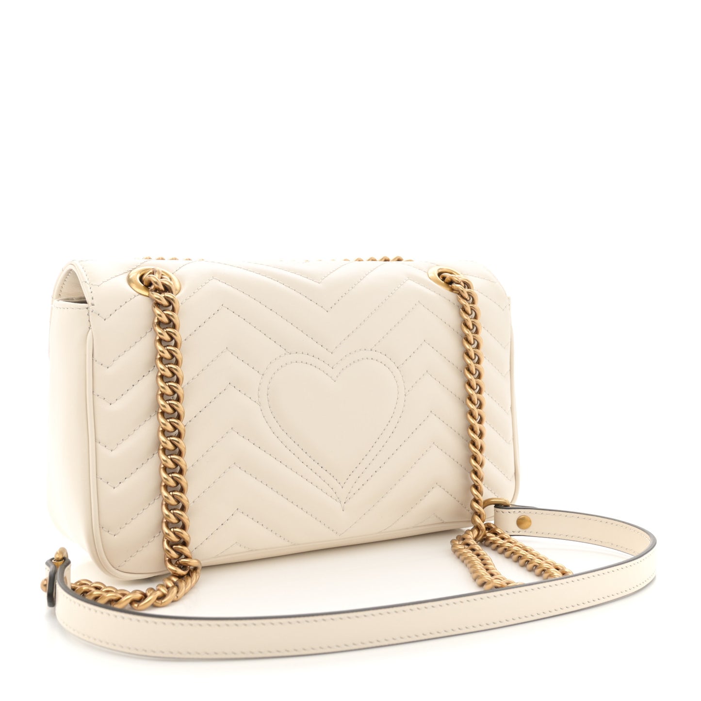 Calfskin Matelasse Small GG Marmont Shoulder Bag White