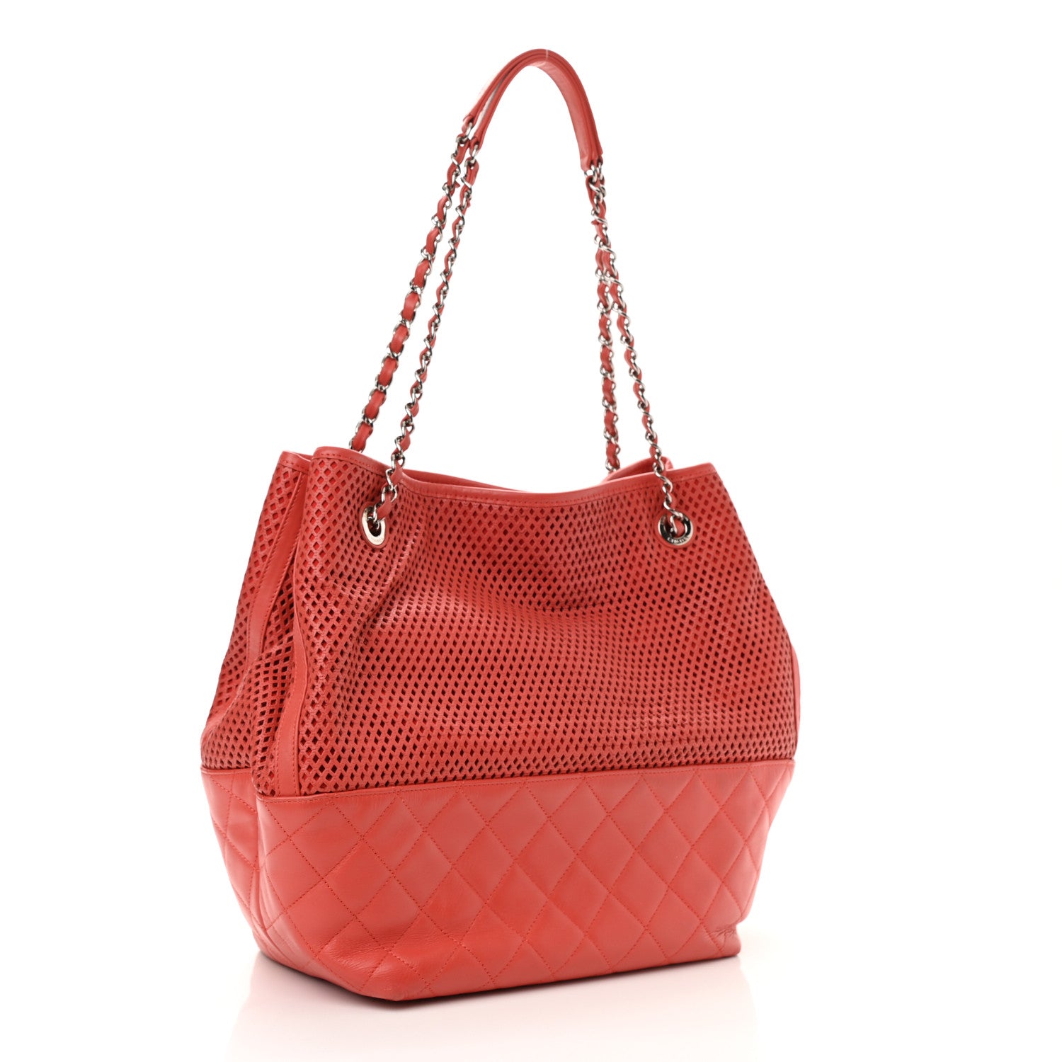 Chanel Calfskin Perforated Up In The Air North South Tote Red 3 of 10