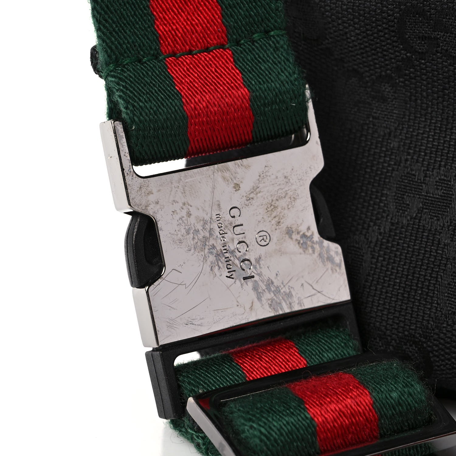 Gucci GG Monogram Web Double Pocket Belt Bag Black 12 of 14
