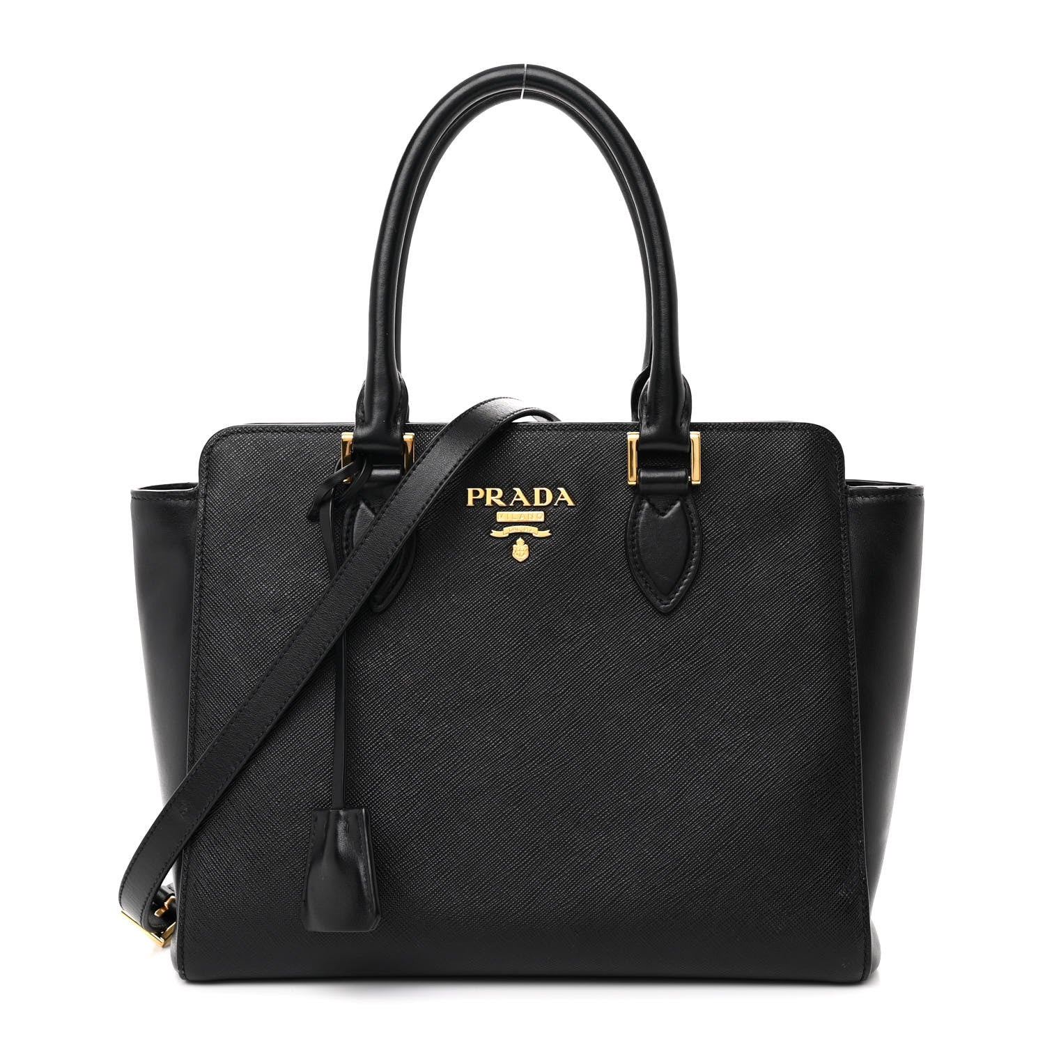 Prada Saffiano Soft Calfskin Small Zippered Tote Black 1 of 14
