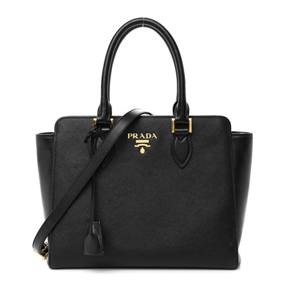 Prada Saffiano Soft Calfskin Small Zippered Tote Black 1 of 14