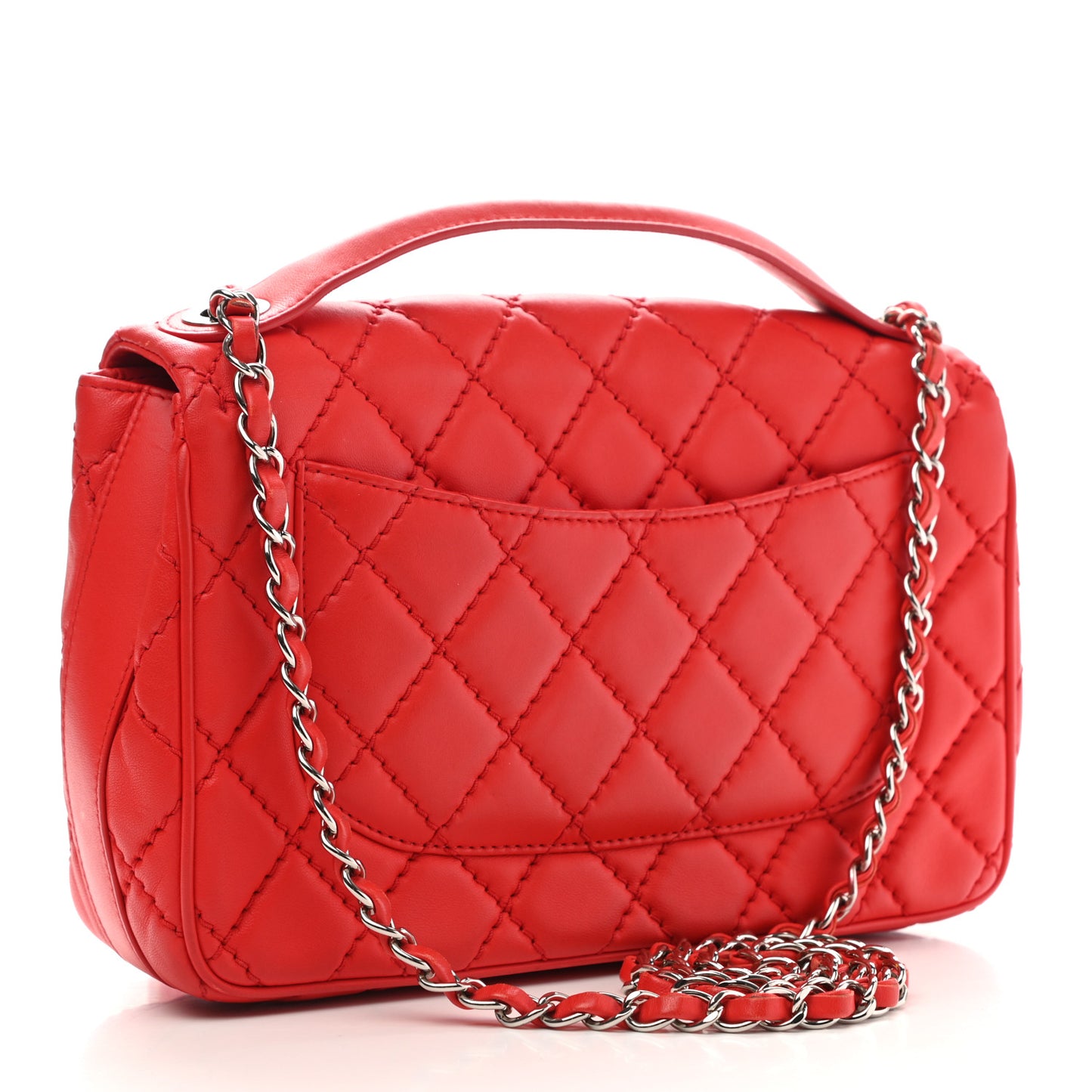 Lambskin Quilted Medium Easy Carry Flap Red
