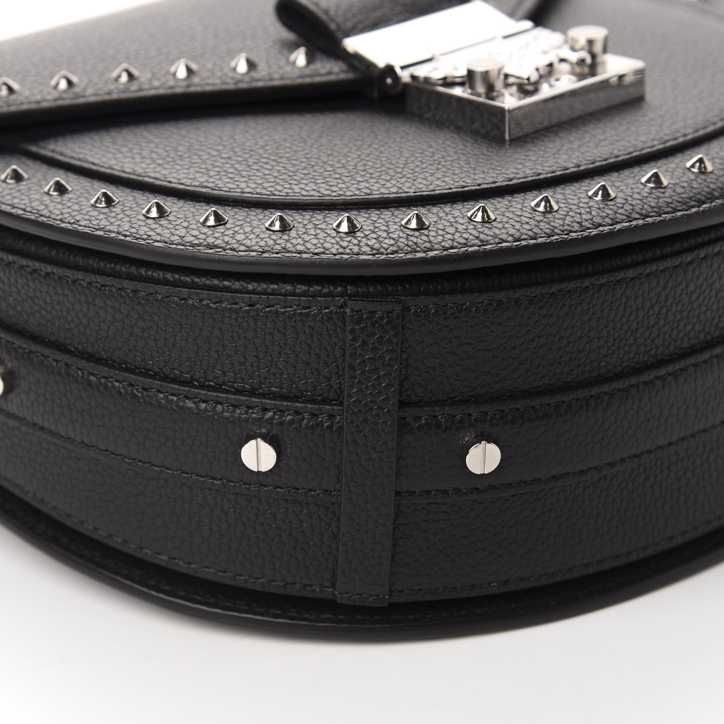 Grained Calfskin Small Patricia Studded Crossbody Bag Black