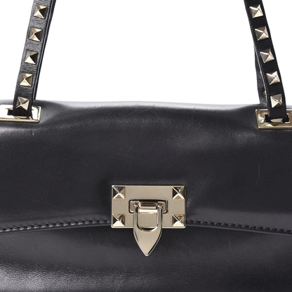 Valentino Garavani Vitello Rockstud Flip Lock Shoulder Flap Bag Black 8 of 8