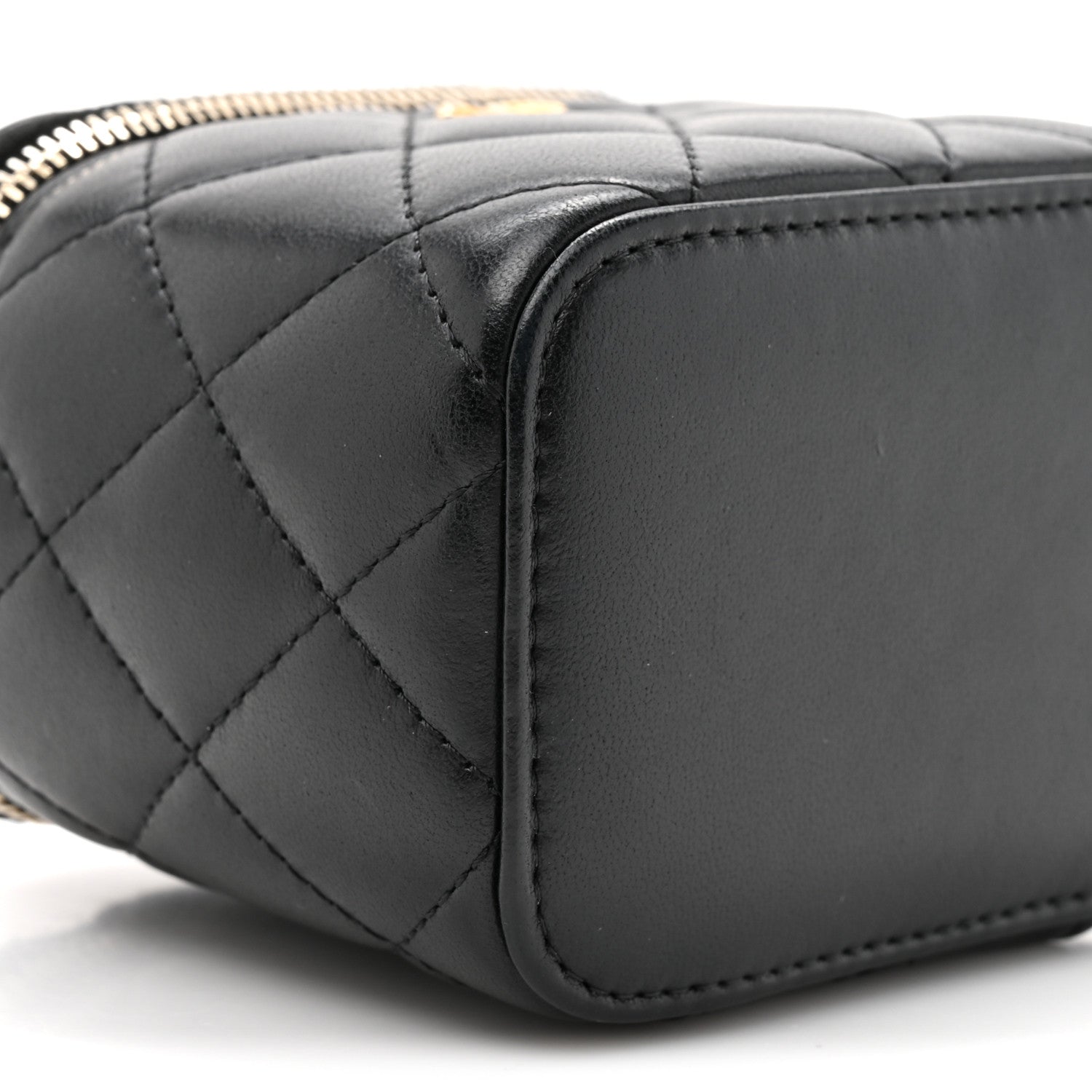 Chanel Lambskin Quilted Mini Pearl Crush Vanity Case With Chain Black 10 of 10