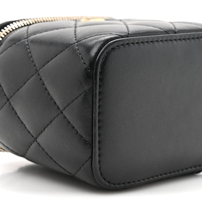 Chanel Lambskin Quilted Mini Pearl Crush Vanity Case With Chain Black 10 of 10