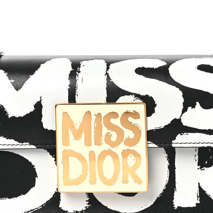 Christian Dior Calfskin Graffiti Printed Miss Dior Flap Black White 8 of 15