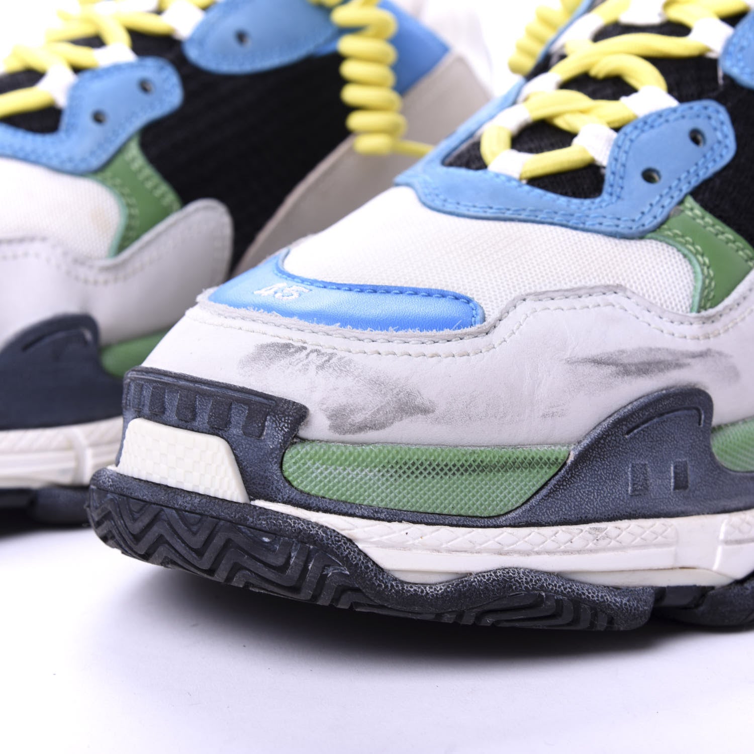 Balenciaga Fabric Mesh Nappa Mens Triple S Sneakers 45 Bleu White Vert Jaune 10 of 10