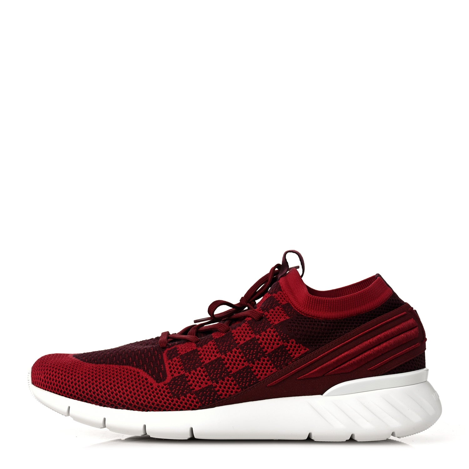 Louis Vuitton Knit Damier Mens Fastlane Sneakers 10.5 Burgundy Red 1 of 7