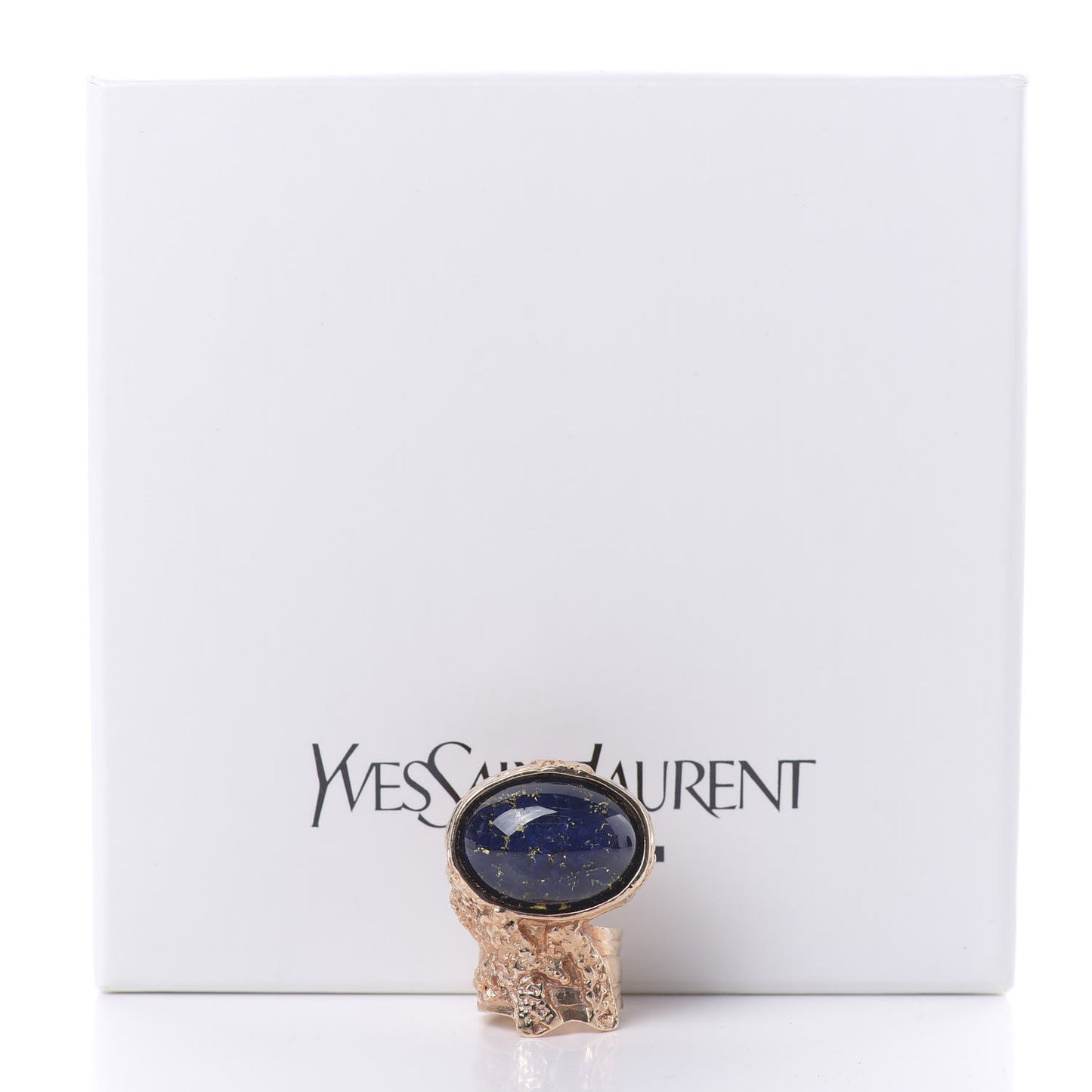 Glass Cabochon Arty Ovale Ring 6 Rose Gold Marine