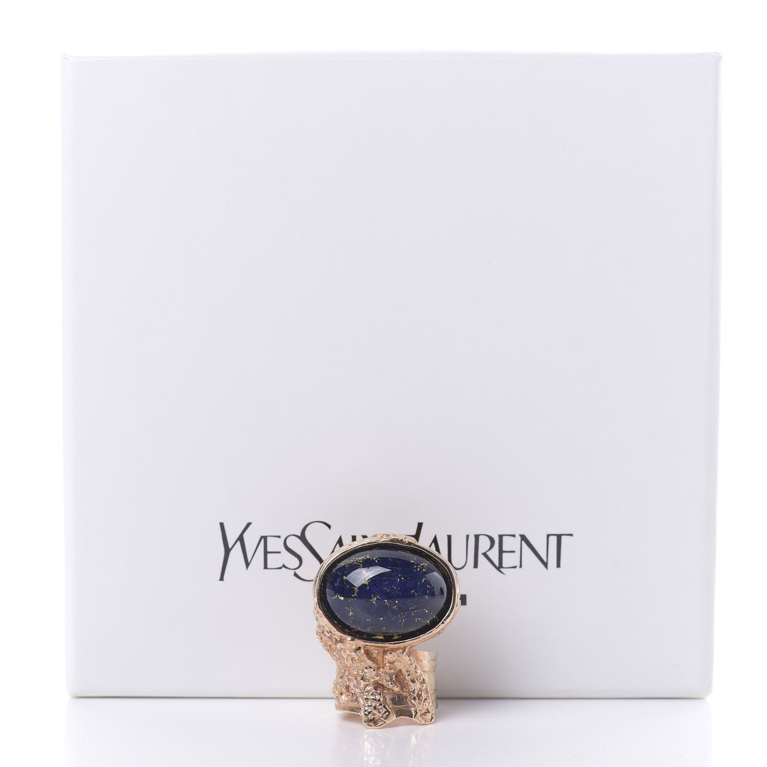 Saint Laurent Glass Cabochon Arty Ovale Ring 6 Rose Gold Marine 6 of 6
