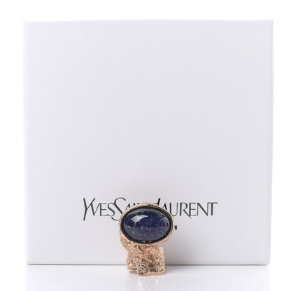 Saint Laurent Glass Cabochon Arty Ovale Ring 6 Rose Gold Marine 6 of 6