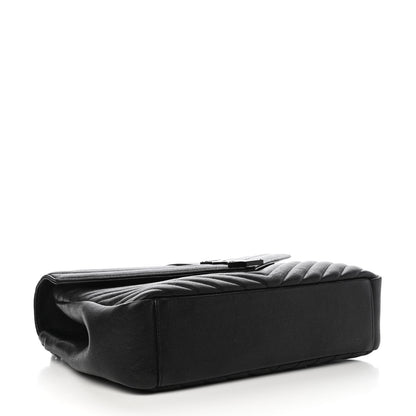 Saint Laurent Sheepskin Matelasse Chevron Monogram Monochrome Large College Satchel Black 6 of 18