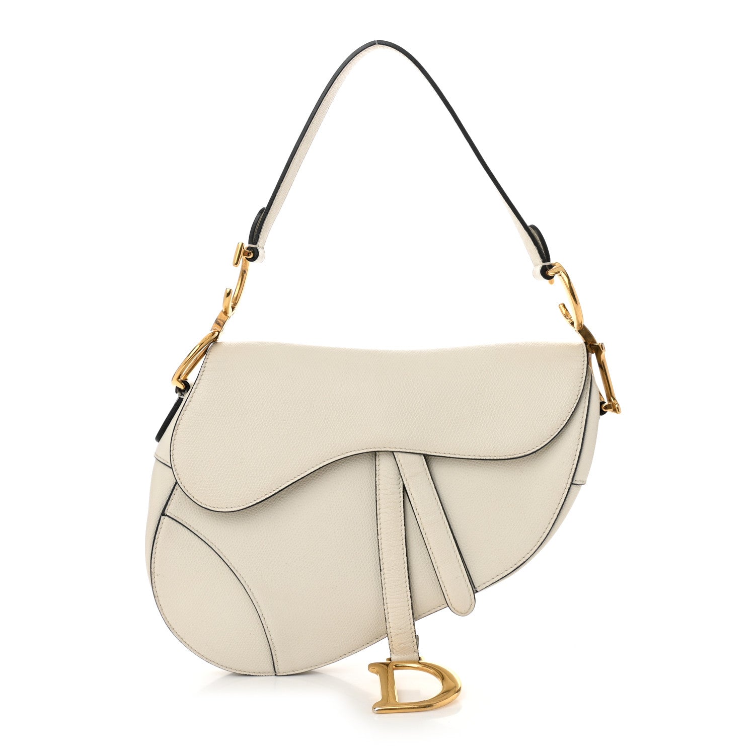 Christian Dior Grained Calfskin Saddle Bag White 1 of 11