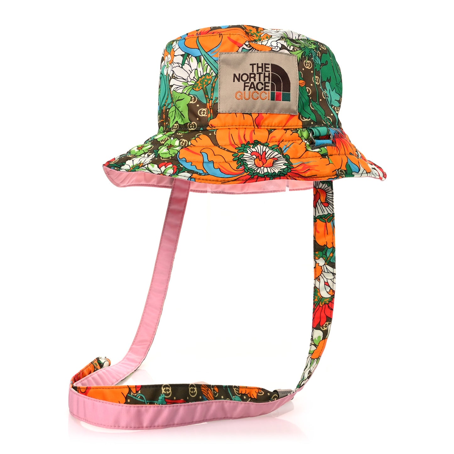 X THE NORTH FACE Econyl Nylon Floral Reversible Self-Tie Bucket Hat Pink