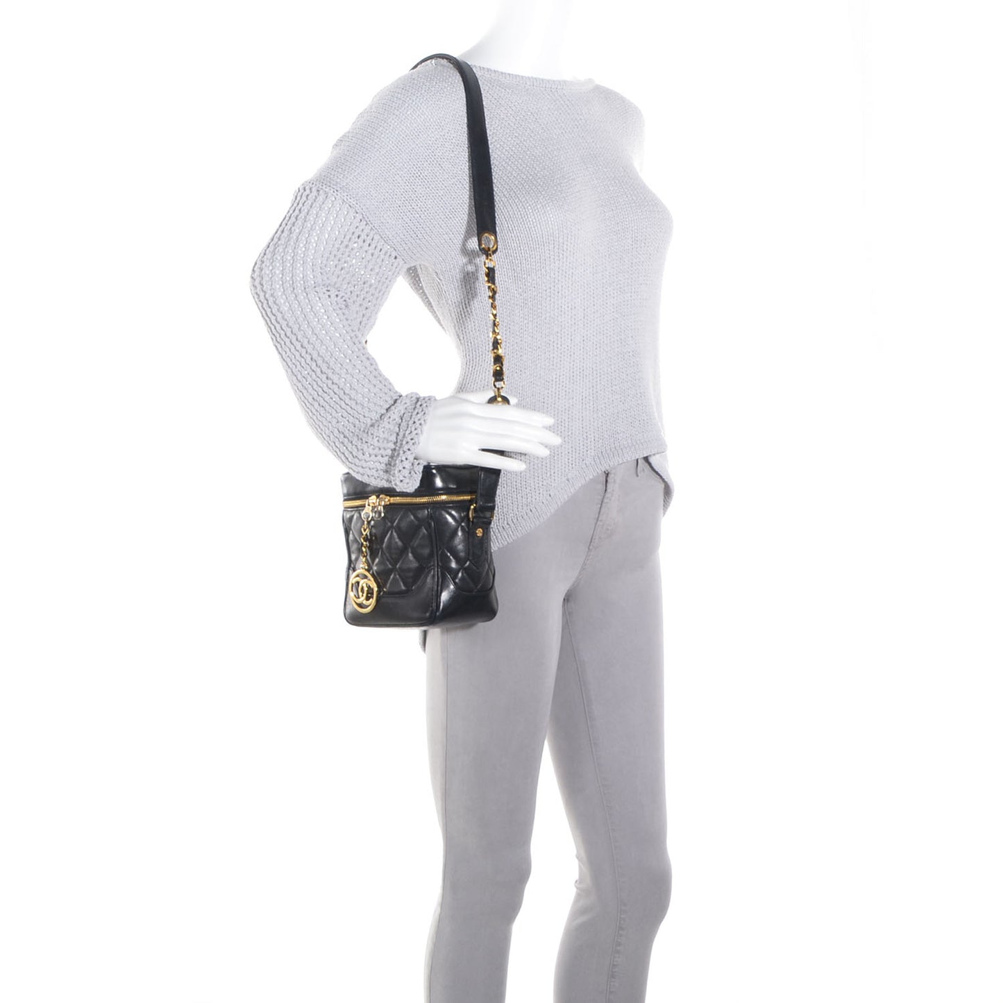 Lambskin Quilted Shoulder Bag Black