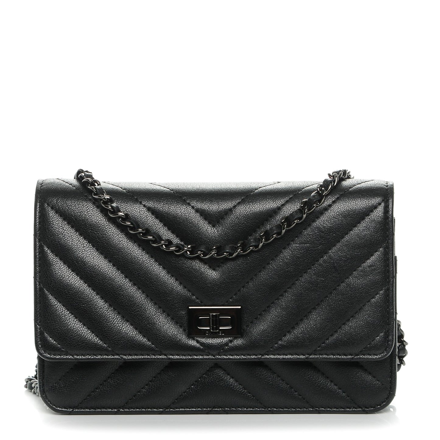 Sheepskin Chevron Reissue Wallet On Chain WOC So Black