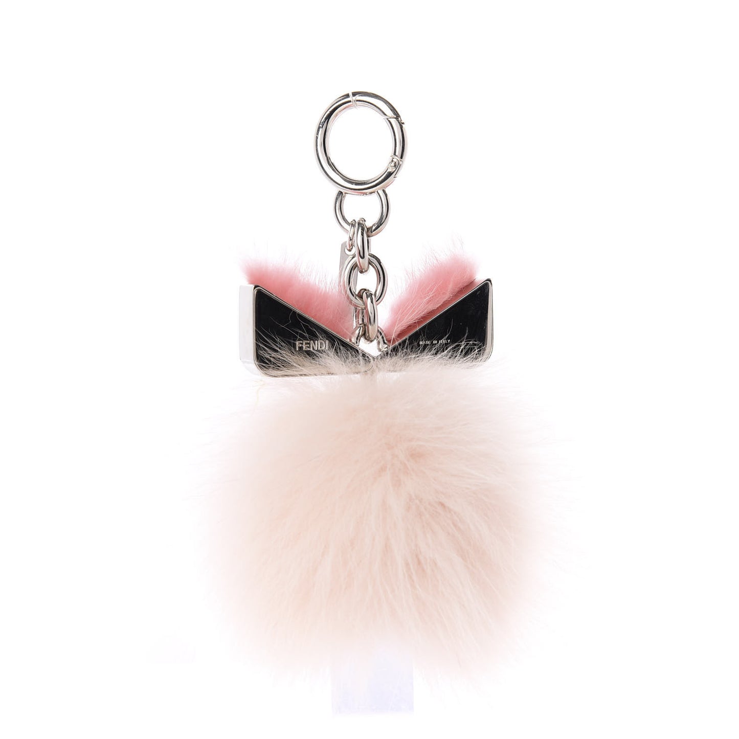 Metal Fox Mink Fur Monster Eyes Pom Pom Bag Charm Pink