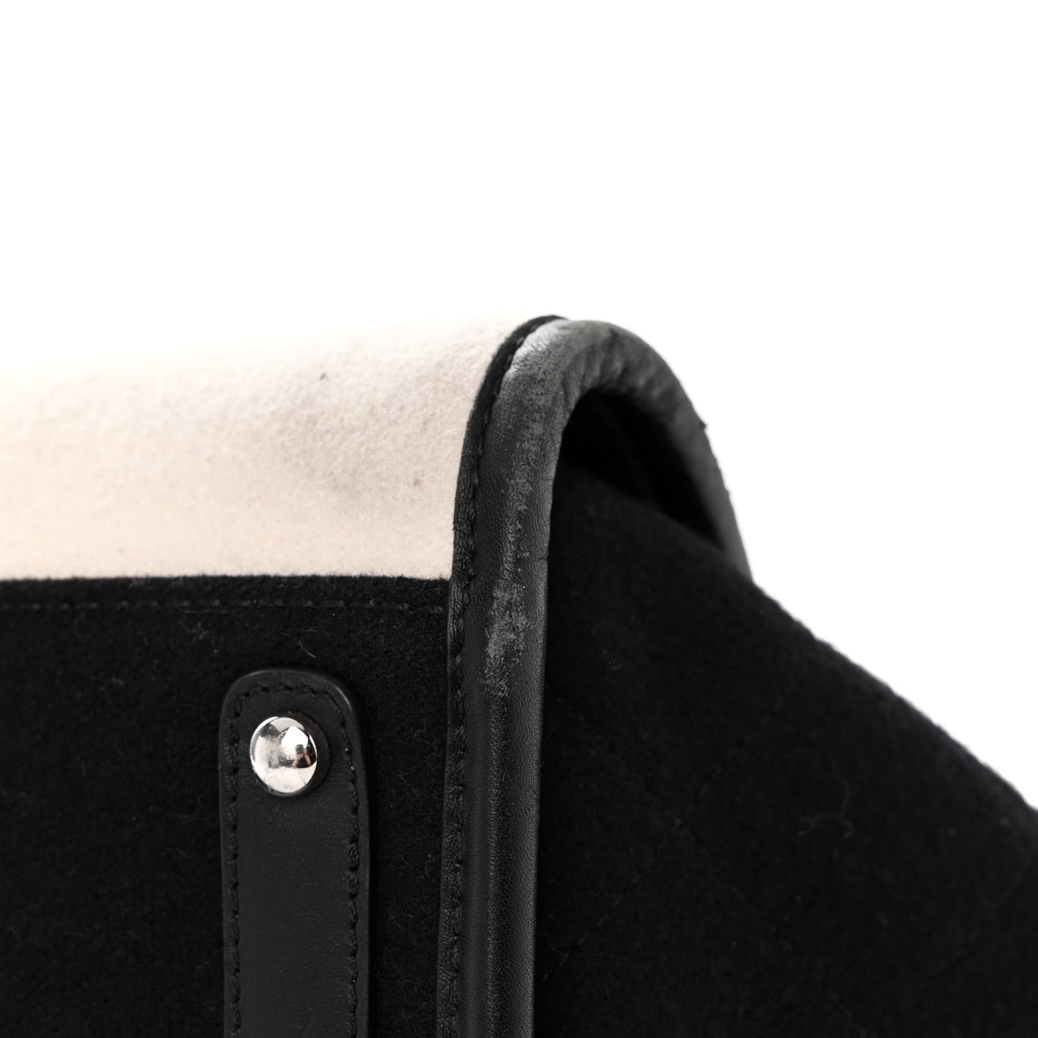 Chanel Wool Felt Calfskin Large Deauville Tote White Black 12 of 13