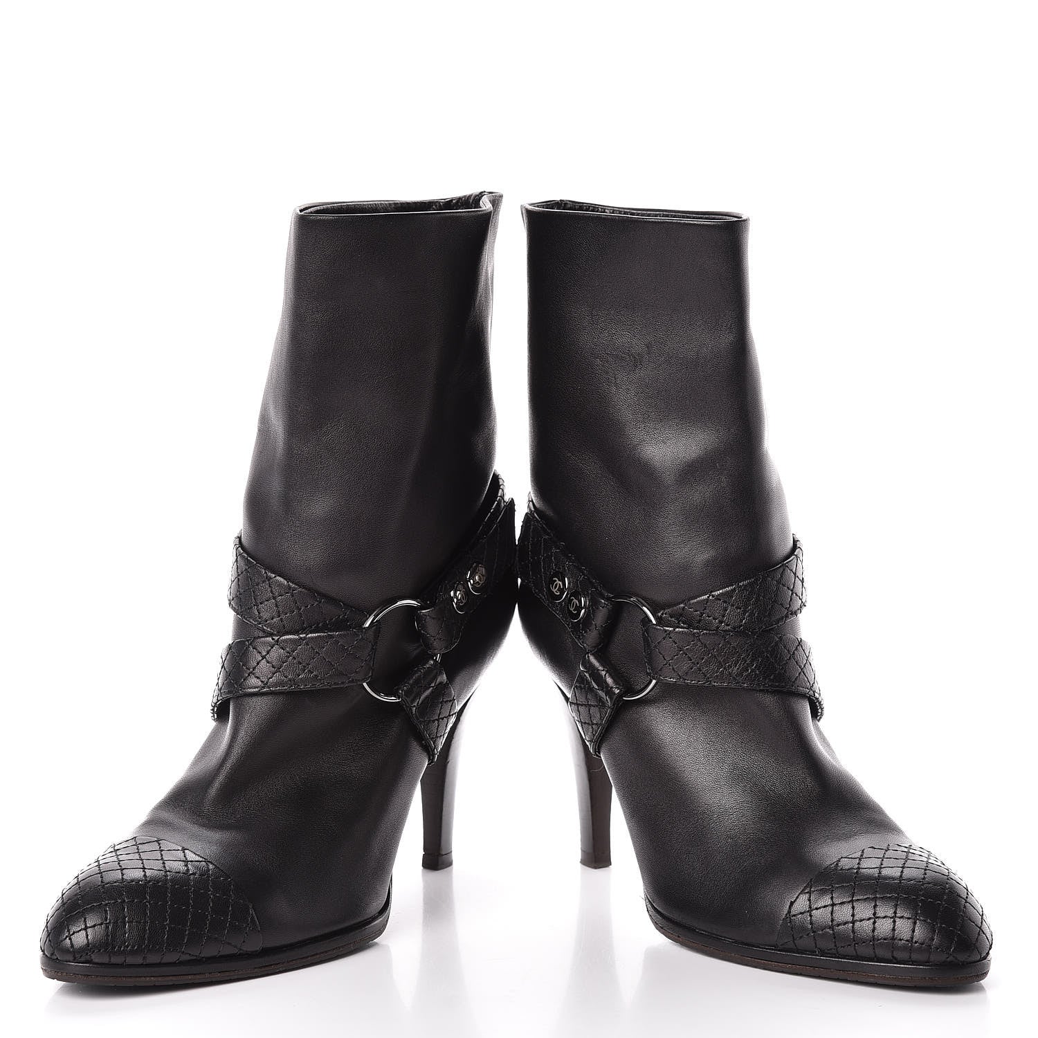 Chanel Calfskin Quilted Cap Toe Boots 40.5 Black 6 of 9