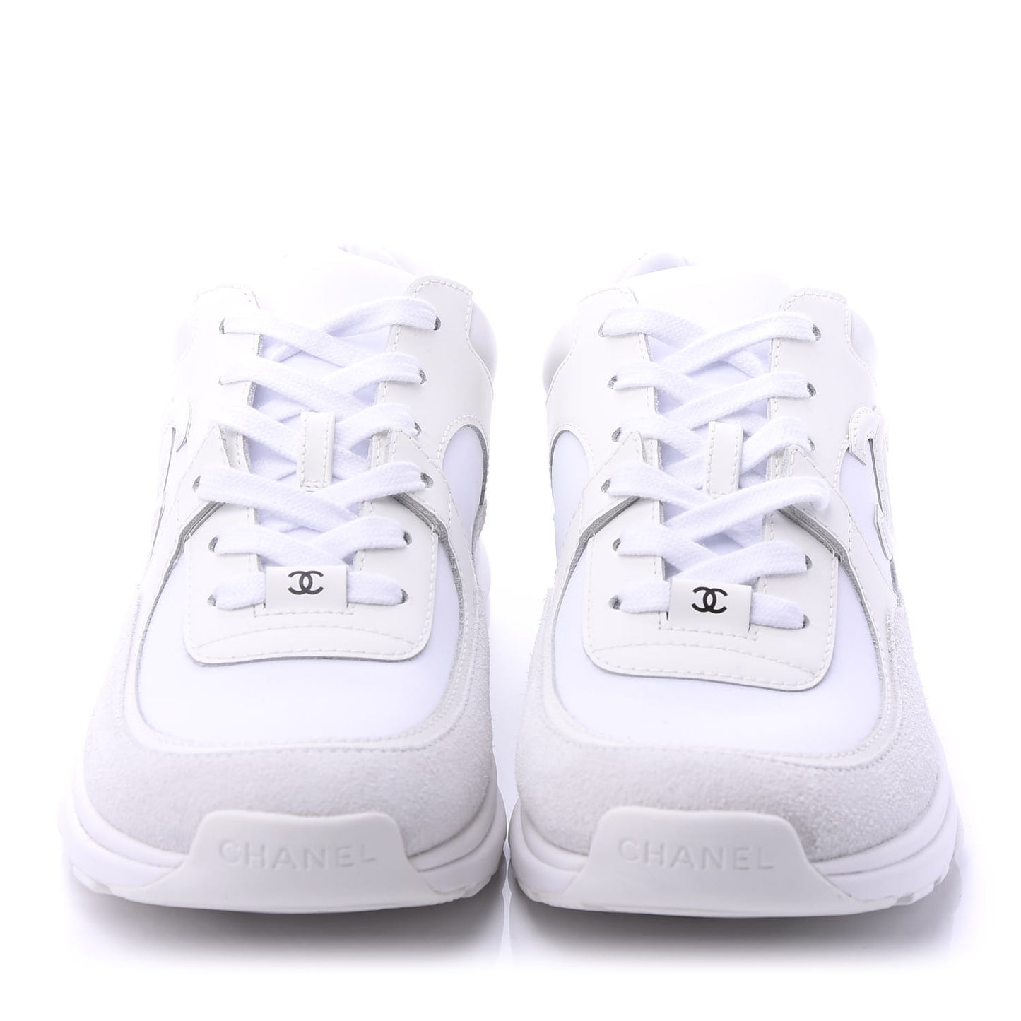 Suede Calfskin Fabric CC Sneakers 39 White