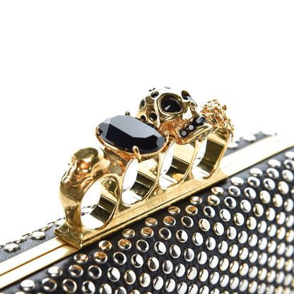Alexander McQueen Lambskin Studded Skull Knuckle Box Clutch Black 12 of 17