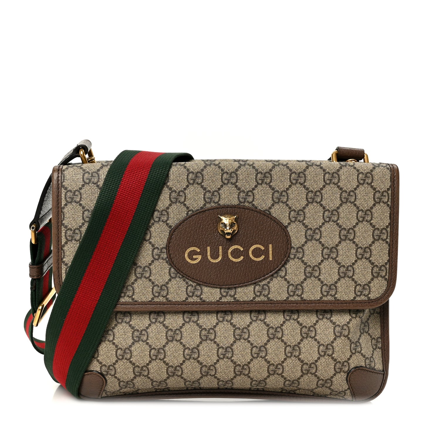 GG Supreme Monogram Web Small Neo Vintage Double Flap Messenger Bag Beige New Acero
