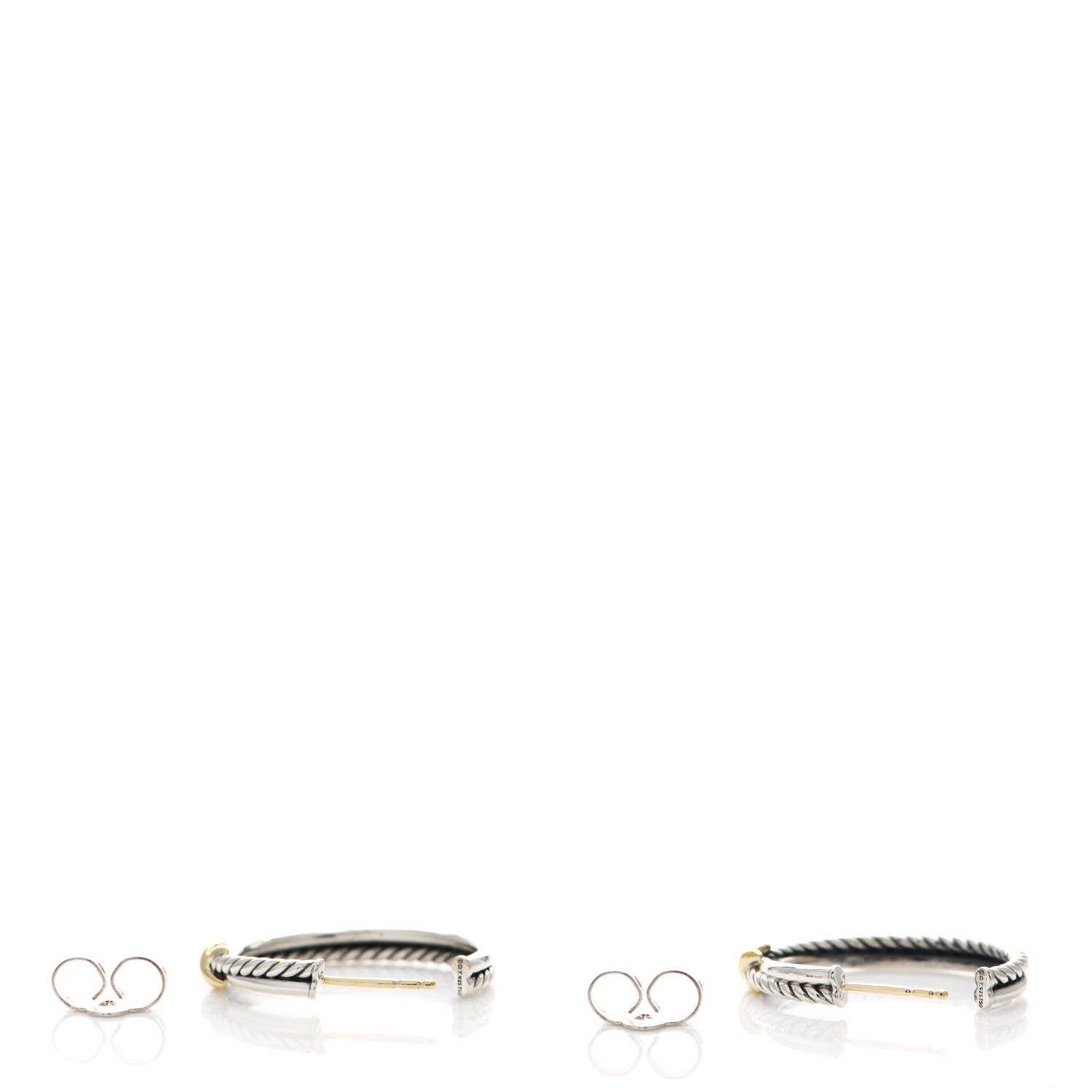 David Yurman Sterling Silver 18K Yellow Gold Petite X Hoop Earrings 3 of 6
