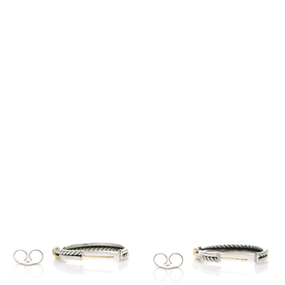 David Yurman Sterling Silver 18K Yellow Gold Petite X Hoop Earrings 3 of 6