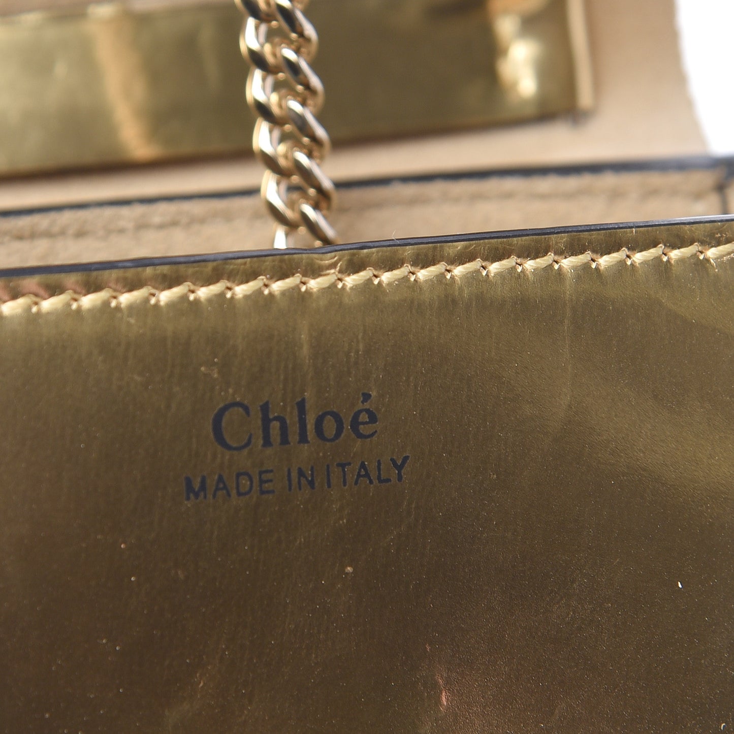 Metallic Nano Drew Shoulder Bag Abstract Gold