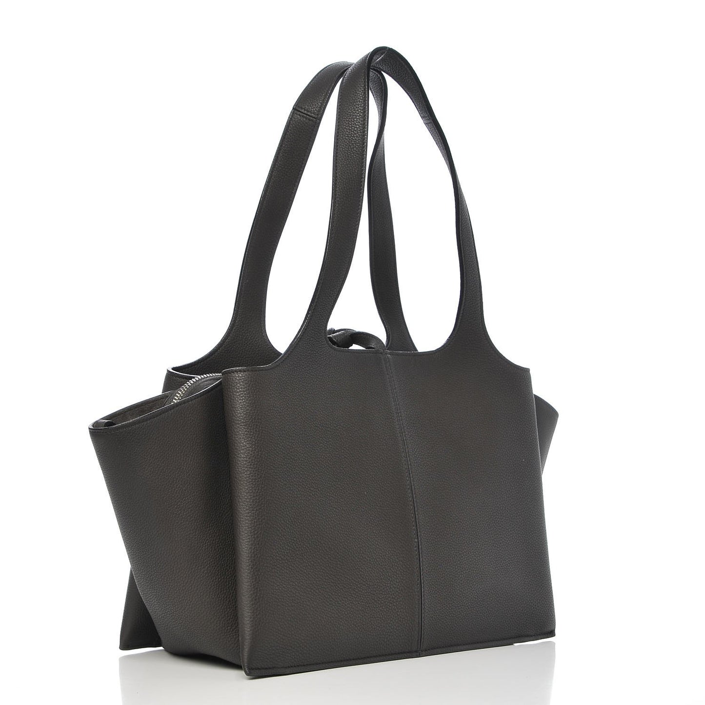 Grained Calfskin Small Tri-Fold Shoulder Bag Anthracite