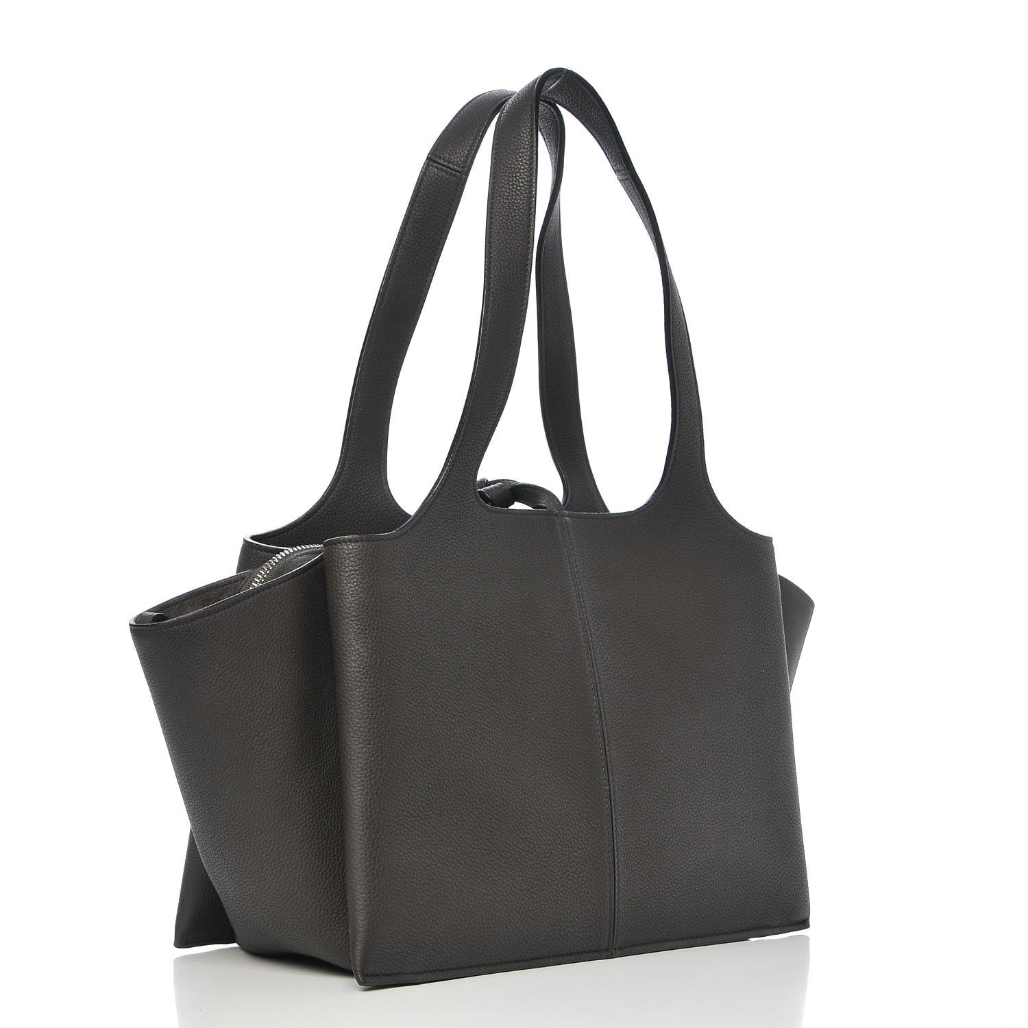 Celine Grained Calfskin Small Tri-Fold Shoulder Bag Anthracite 3 of 6