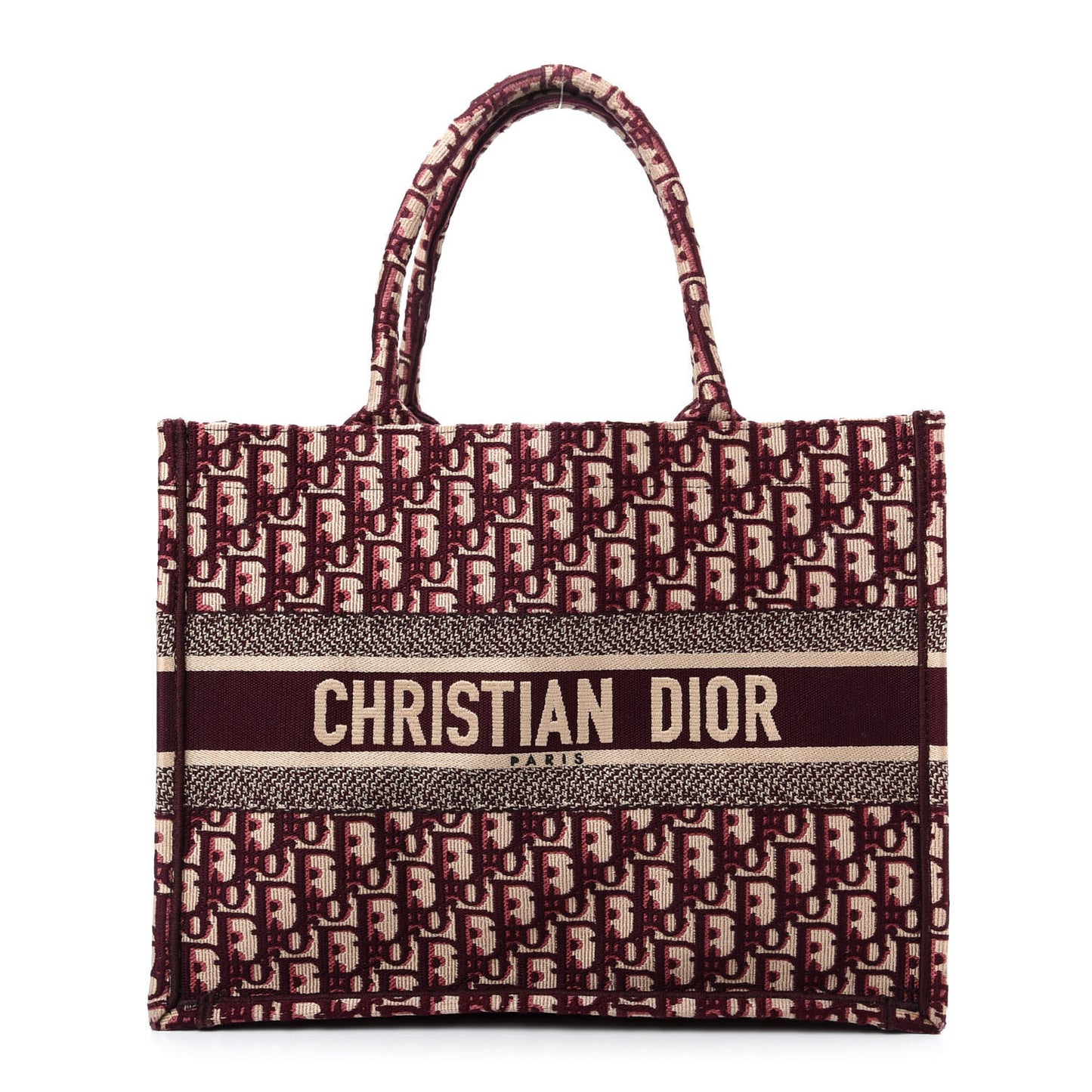 Oblique Medium Book Tote Burgundy Multicolor