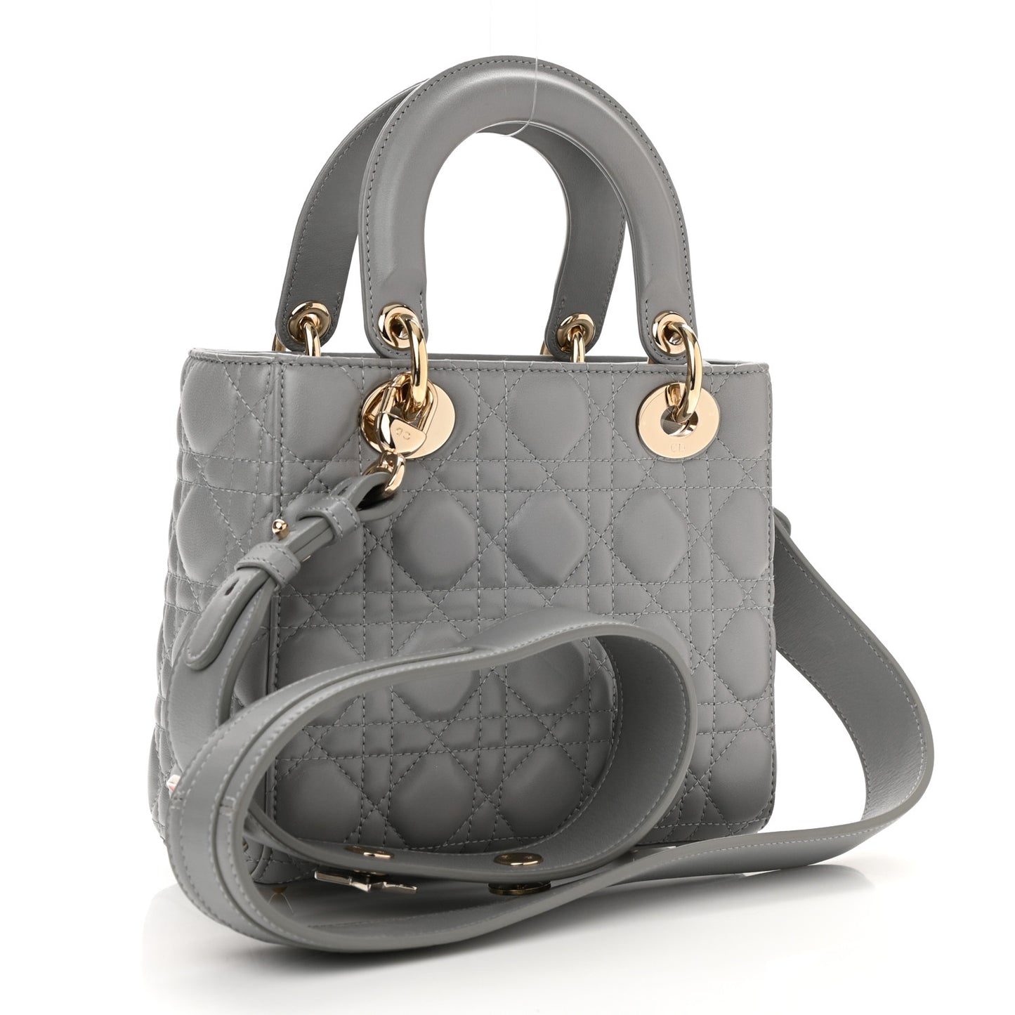 Lambskin Cannage Small Lucky Badges My Lady Dior Grey