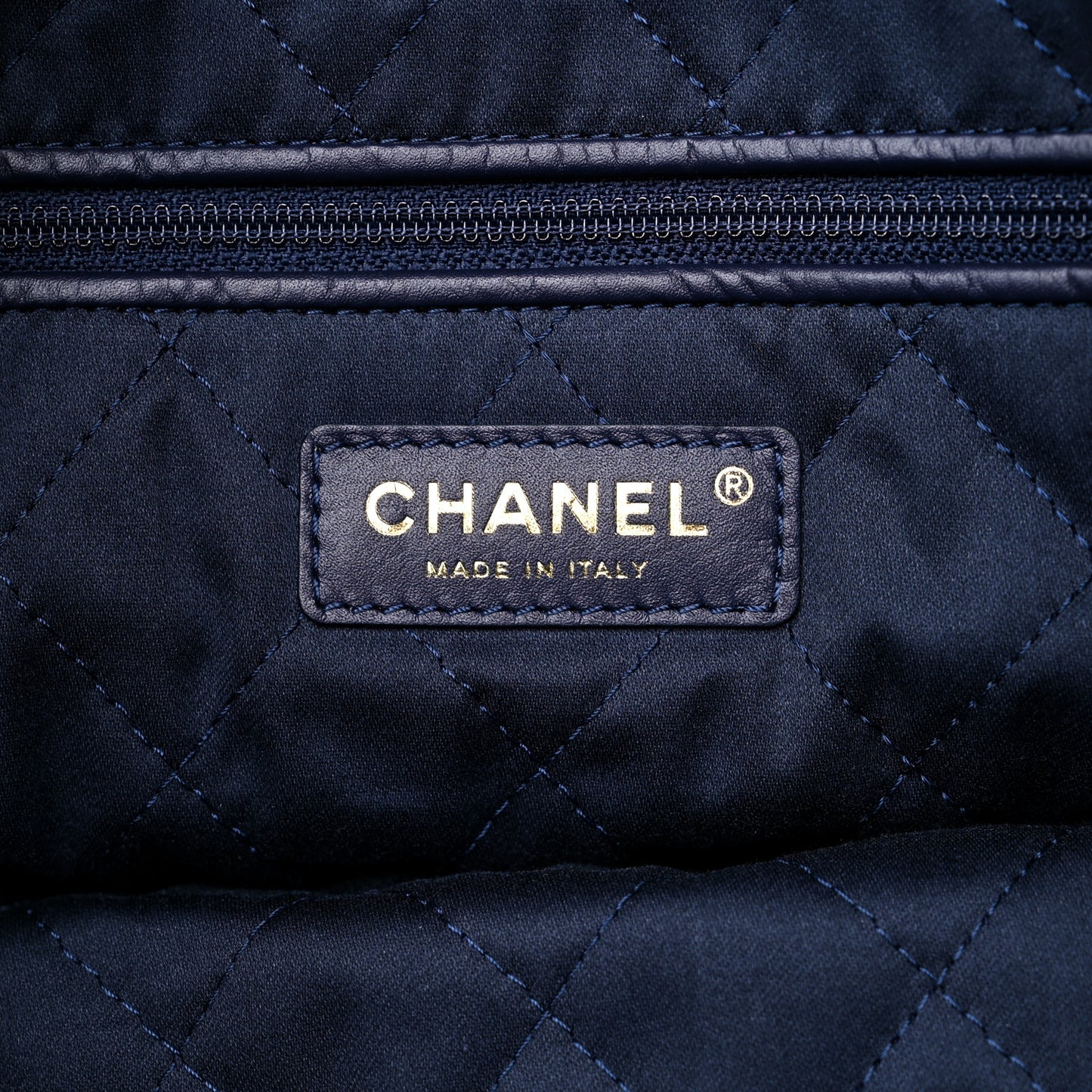 Shiny Caviar Quilted Small Chanel 22 Dark Blue