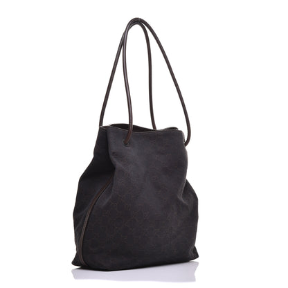 Gucci Denim Monogram Tote Dark Brown 3 of 8