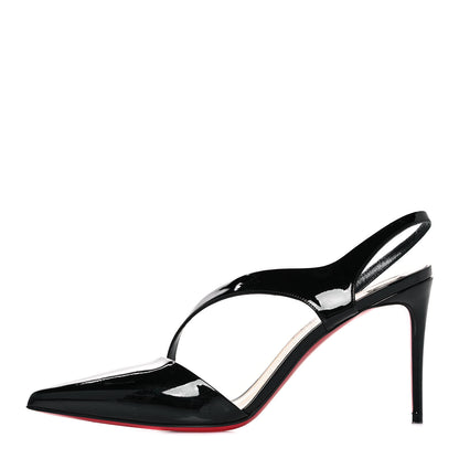 Christian Louboutin Patent Brandina 85 Slingback Pumps 37.5 Black 1 of 7