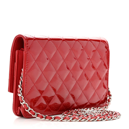 Chanel Patent Quilted Brilliant Wallet On Chain WOC Red 3 of 14