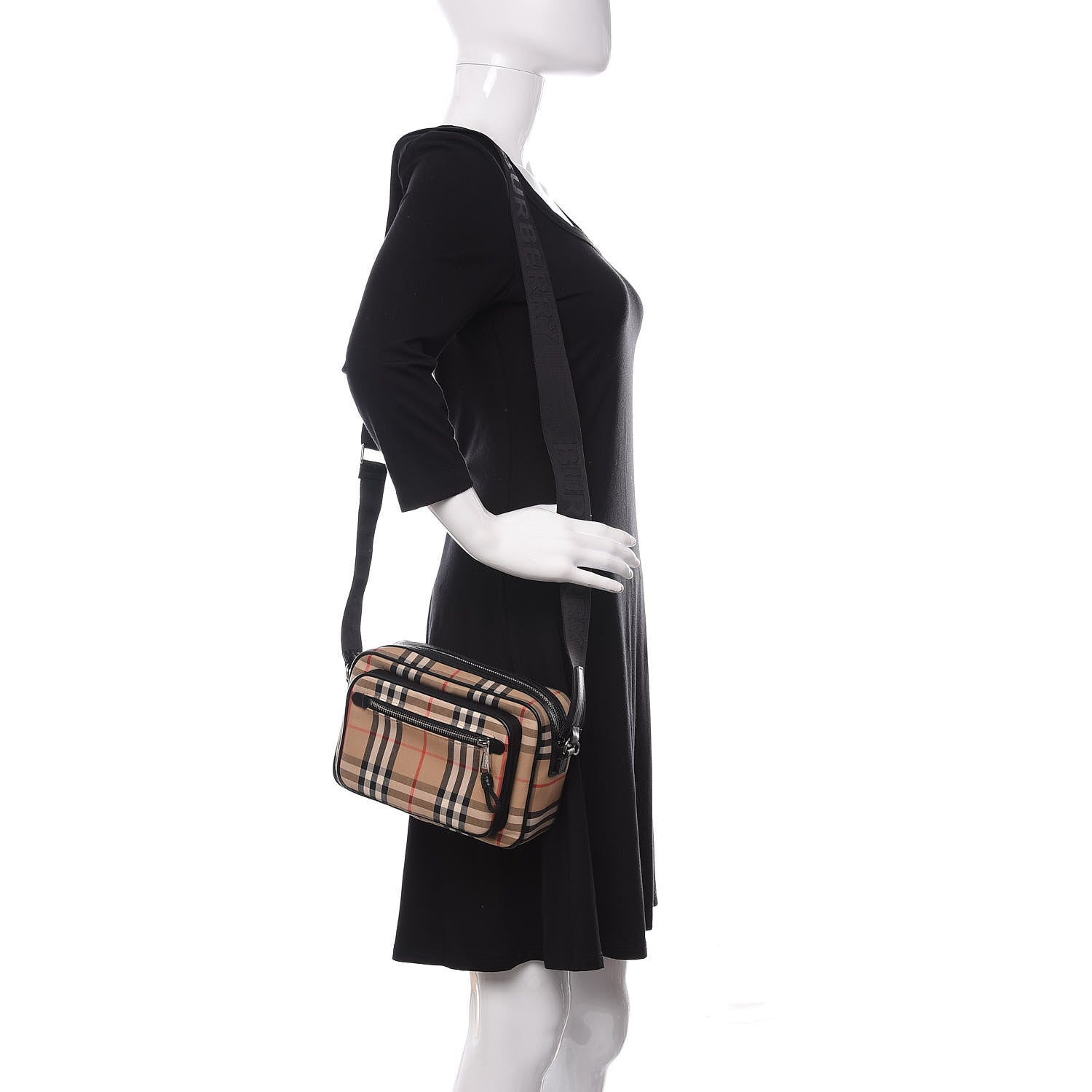 Burberry Vintage Check Calfskin Small Camera Bag Archive Beige 2 of 10