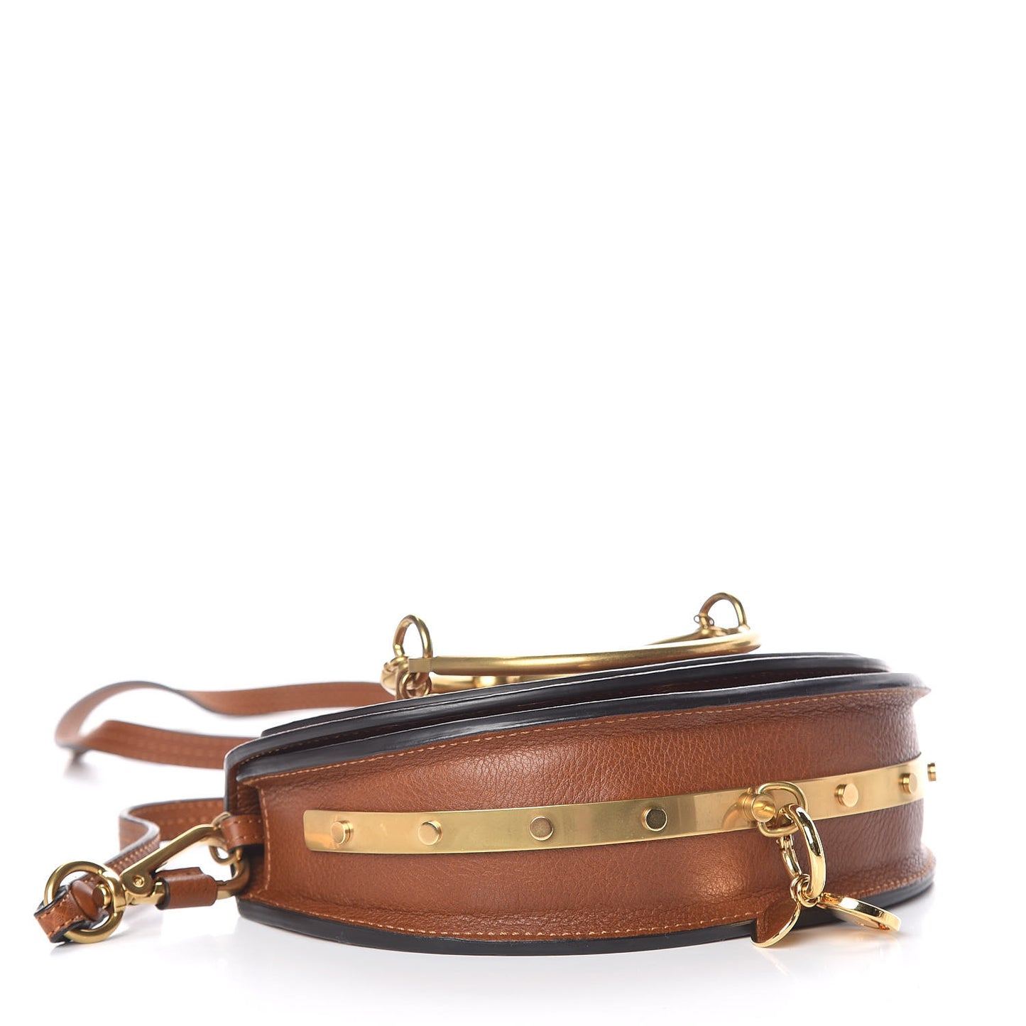 Calfskin Small Nile Bracelet Minaudiere Bag Caramel