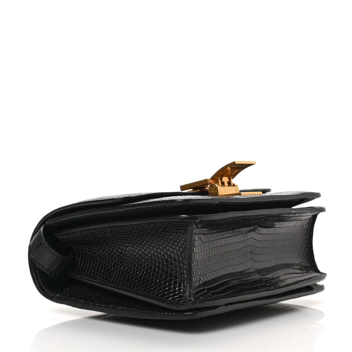 Lizard Small Classic Box Flap Bag Black