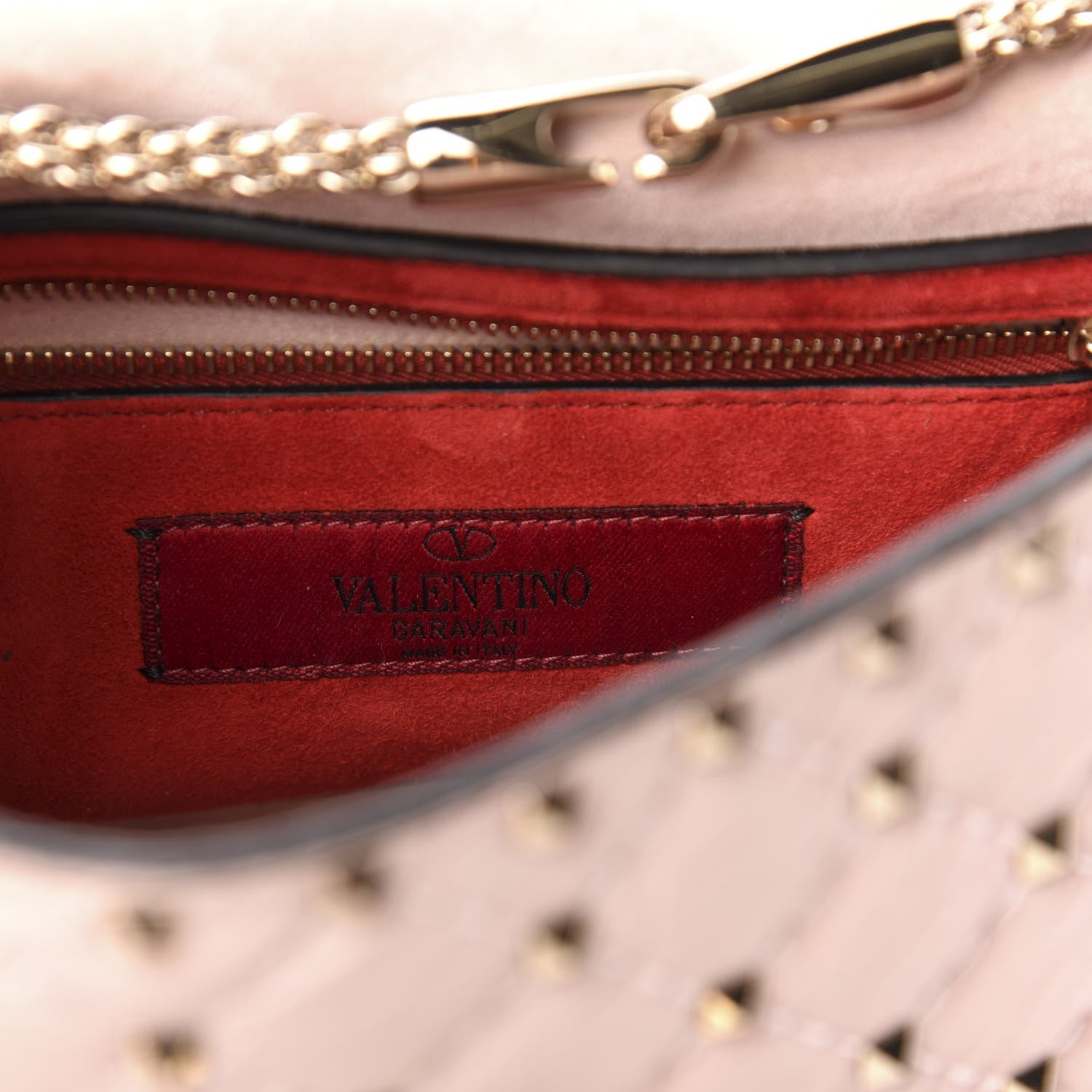 Valentino Garavani Craquele Nappa Medium Rockstud Spike Shoulder Bag Water Rose 6 of 10
