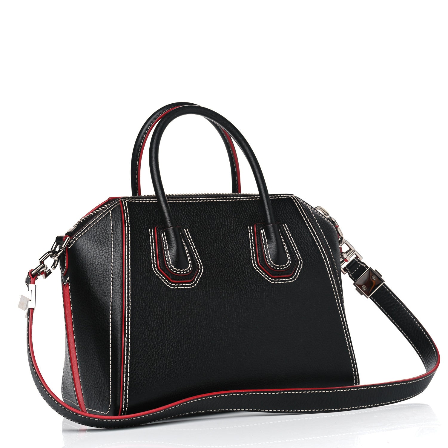 Givenchy Calfskin Bi-Color Topstitch Small Antigona Black Red 2 of 9