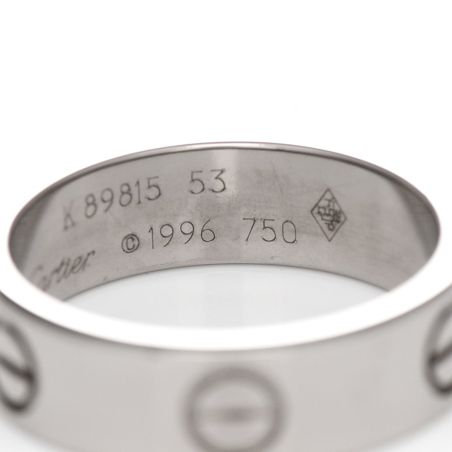18K White Gold 5.5mm LOVE Ring 53 6.25