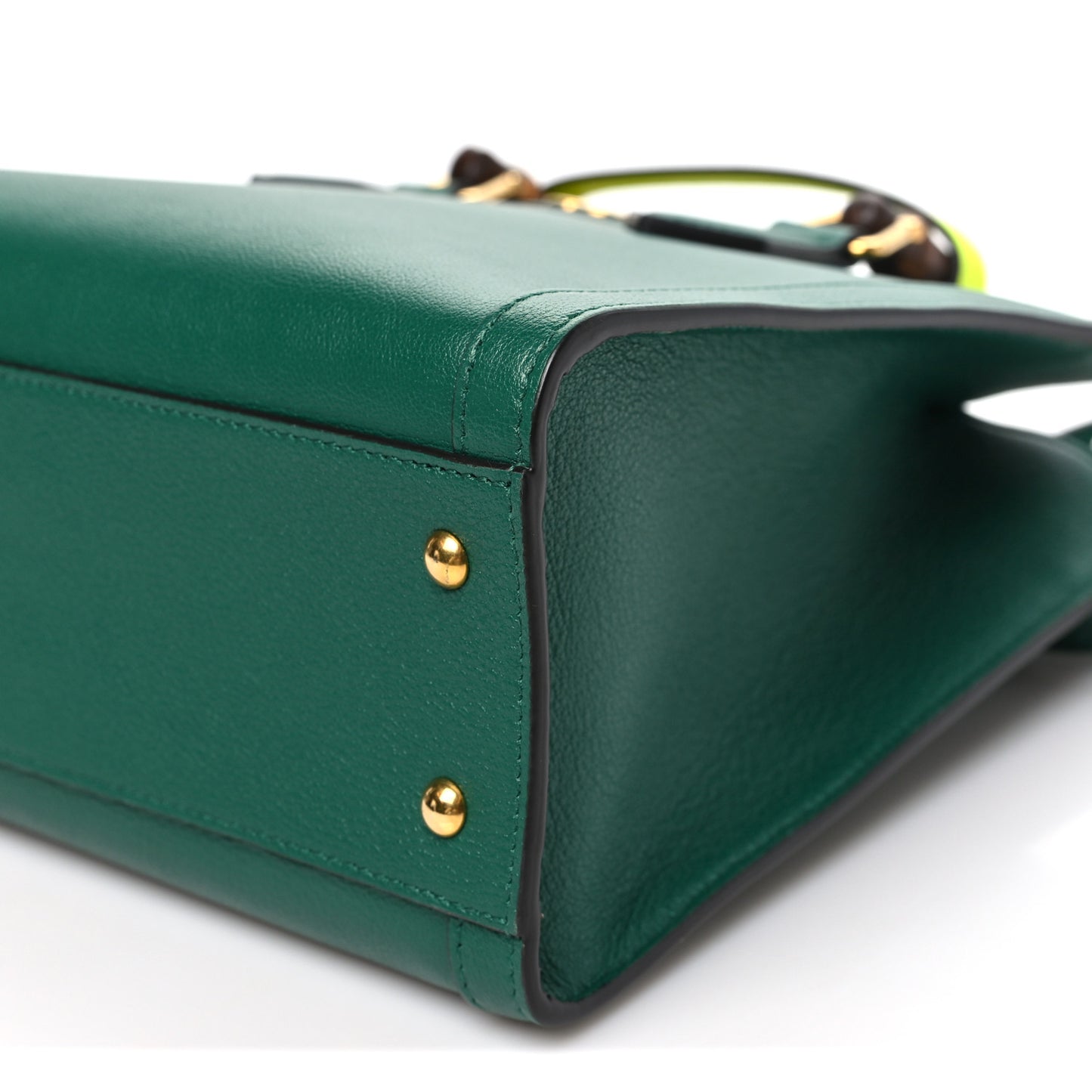 Wonka Grain Calfskin Small Diana Tote Bag Green Yellow Fluo