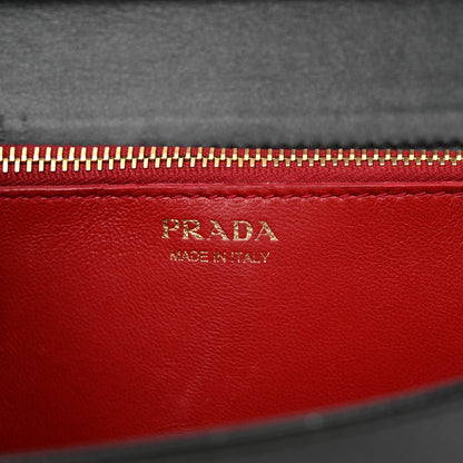 Prada Saffiano Vernice Metal Triangle Chain Crossbody Bag Black 7 of 12