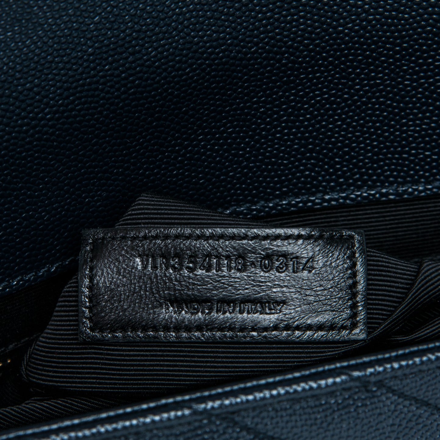 Grain De Poudre Matelasse Chevron Large Monogram Satchel Navy Blue